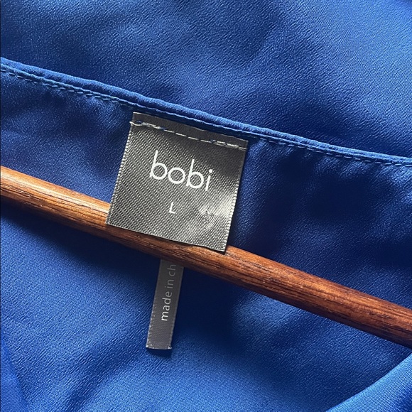 bobi Deep Blue Draped Blouse - Picture 3 of 3